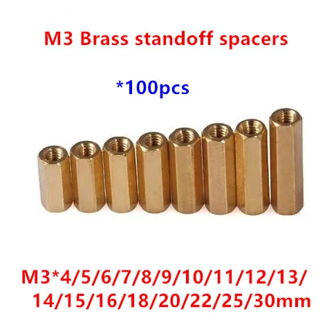 M3 Female Female Brass Hex Standoffs Spacers 4,5,6,7,8,10,12,15,16,18,20,25,30mm 
