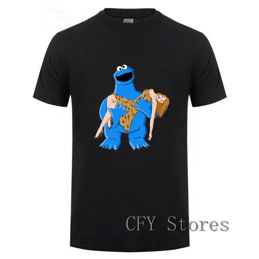 

2019 Cookie Monster 50's version T Shirt Men Comics Cookie Monster T-shirt Man New Brand Clothes mens fitness Tops Tee