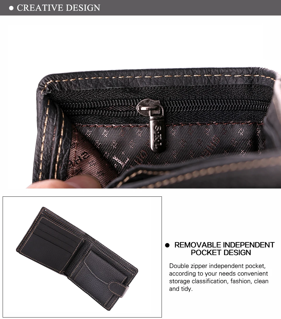 Для мужчин кожаные кошельки черный теплые из натуральной кожи Двойные молнии карман кошелек ID кредитных карт для сцепления чехол портмоне