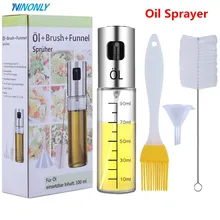 4 шт. в упаковке, диспенсер для масла, Набор для кухни, бутылка для распыления масла из нержавеющей стали, диспенсер для масла и щетка для очистки, для барбекю, для выпечки салата