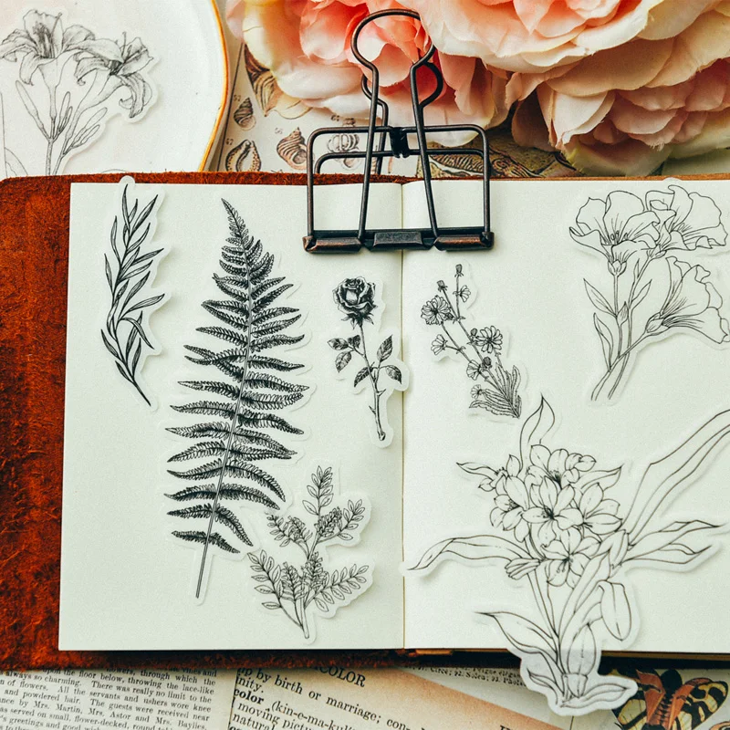 KSCRAFT 58pcs Vintage Flowers Style Vellum Paper Stickers Scrapbooking/Card Making/Journaling Project DIY