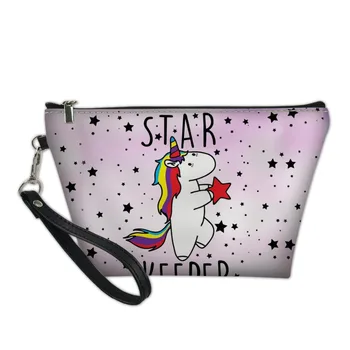 

THIKIN Cute Cartoon Anime Custom Bags For Women 2018 Unicorn Pattern Women Cosmetic Bags Travel Organizer Storage For Girls