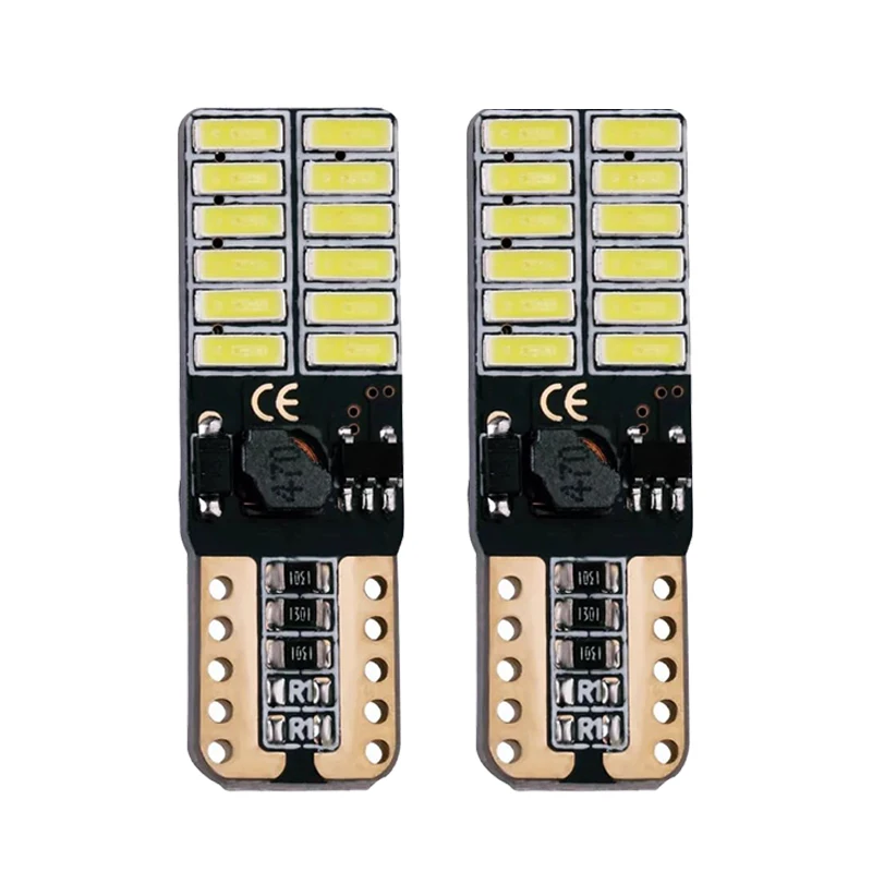 

2pcs LED W5W Car T10 4014 24 SMD Auto Side Turn Signal License Interior Light 194 168 W5W LAMP white NO OBC ERROR Yellow Red
