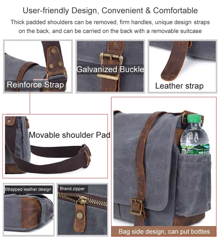 Camera Bag with Photo Pouch Canvas DSLR SLR Strap Case Casual Shoulder Bag Vintage Messenger Comfort Camera Bag Men's Handbags