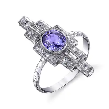 

Huitan Neo-Gothic Baroque Stylish Wholesale Special Shaped Design With Bright Purple Cubic Zircon Stone Women Party Rings