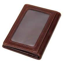 New Fashion Genuine Leather Men’s Wallets Brand Quality Retro Cow Leather Coin Purse Slim Wallet Leisure Business Card Holder