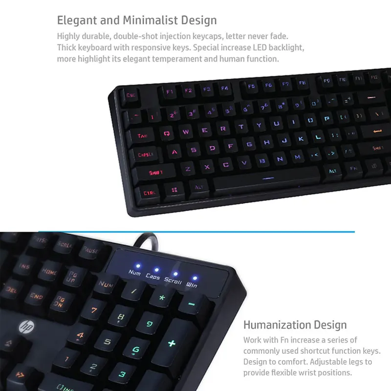Оригинальная клавиатура HP RGB Классическая Проводная K300 новая механическая