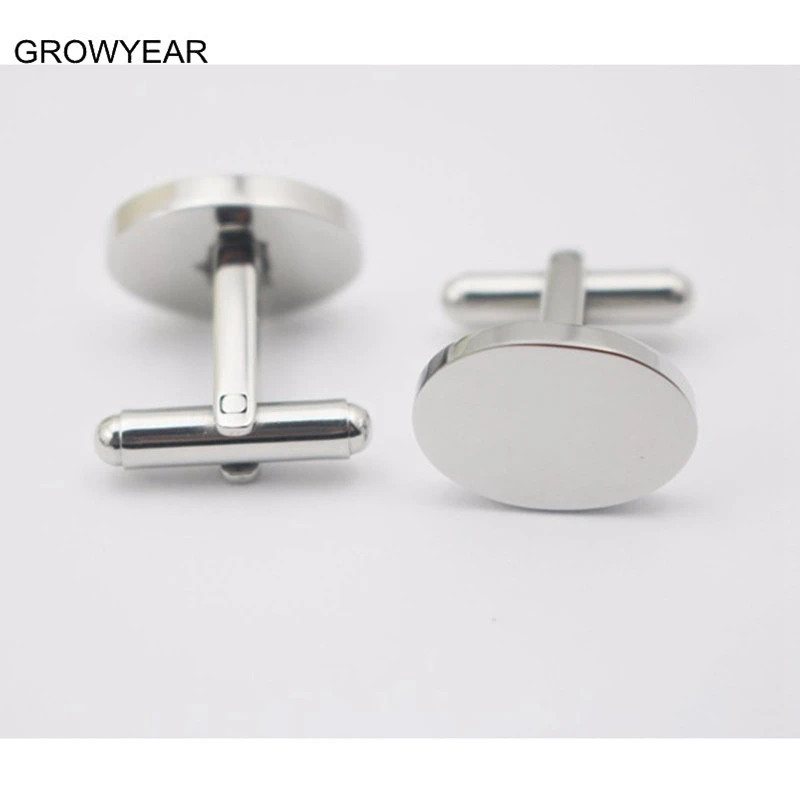 

Women Men Metal Cuff Links Silver Color Blank Oval Cufflinks Logo Stainless Steel Jewelry Drop Shipping