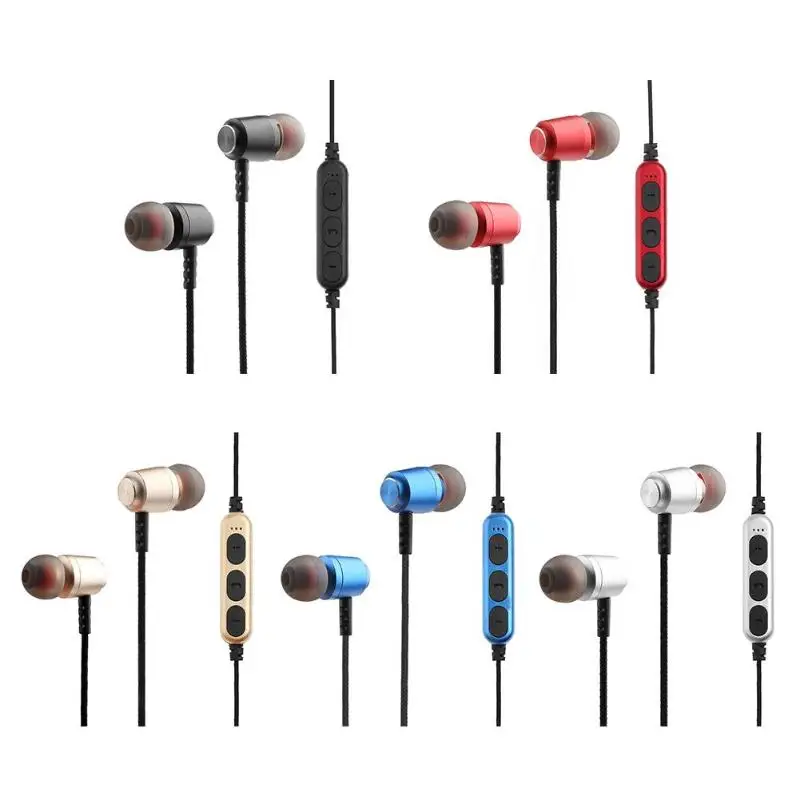 

New MS-T15/13 Wireless Bluetooth Earphones Sport Earbugs Metal Magnetic In-ear Stereo Earphone with Microphone Support TF Card