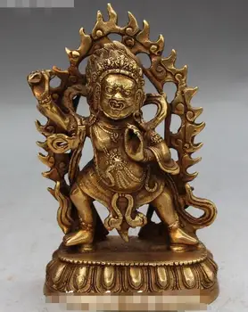 

Tibet Bronze Carving Vajrapani Chana Dorje Wrathful Tutelary Deity Buddha Statue