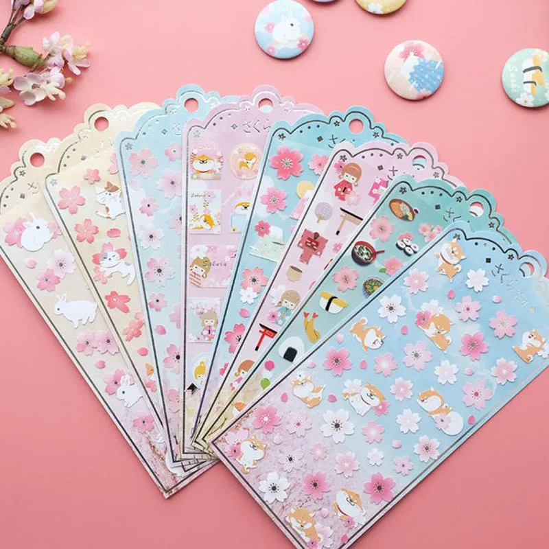 

1 Pcs Kawaii Japan Style Sakura Oriental Cherry Blossom Diary Deco Scrapbooking PVC Material Masking Sticker Stationery Stickers