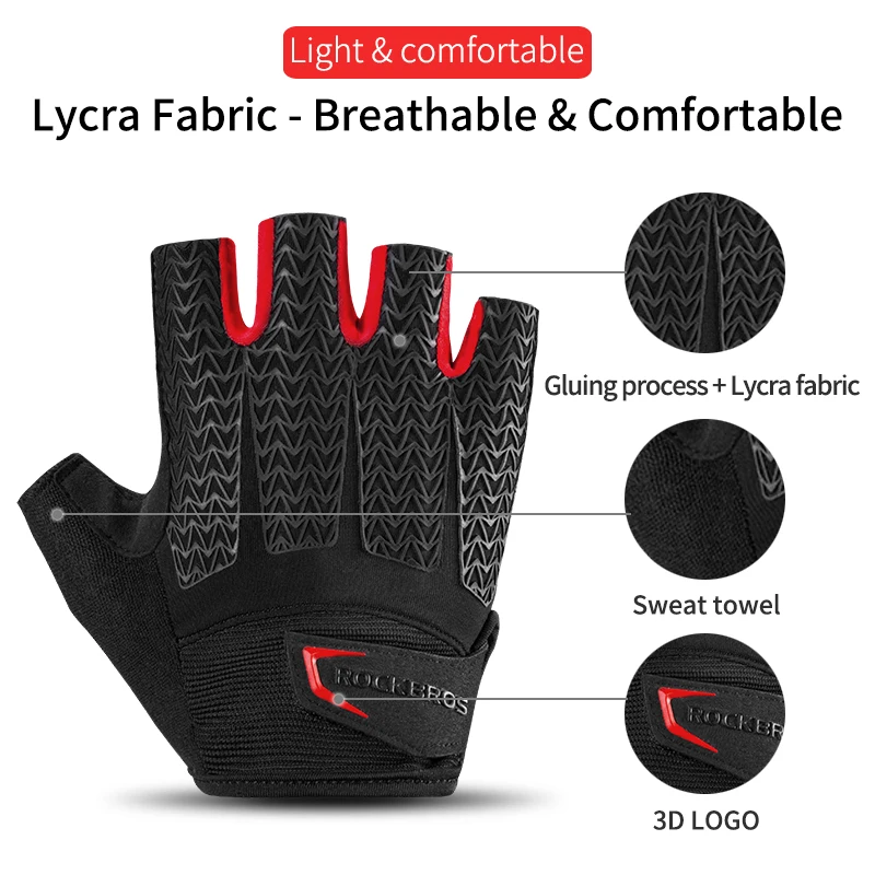 Unisex Men Shockproof Cycling Gloves Bike Padded Faux Leather Half Finger Gloves