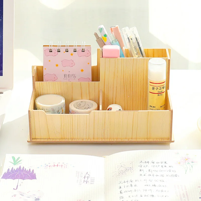 

Coloffice Wooden Stationery Holder Office Student Desktop Sundries Storage Box Drawer Bookend Dormitory Desk Multifunction Rack
