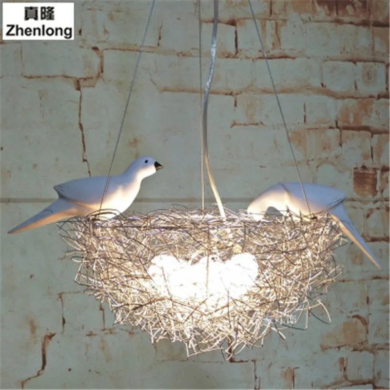Modern LED Chandelier Lighting Bird's Nest Droplight Bedroom Pendant