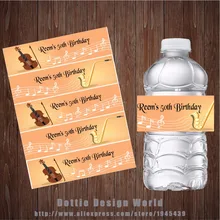 20 шт./партия, скрипка, музыкальные ноты, свадебная бутылка для воды, этикетки, обертка для конфет, на заказ, для детского душа, для дня рождения, вечеринки, свадьбы