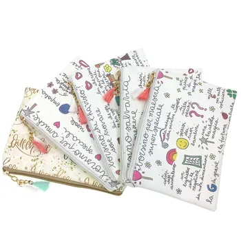 

KANDRA Cute Girls PU Leather Letter Print Tassel Makeup Bag Cosmetic Bag women trousse de maquillage organizer pencil case