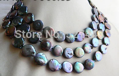 

Wholesale fast 50'' 13MM Black Coin Freshwater Pearl Necklace (A0511)