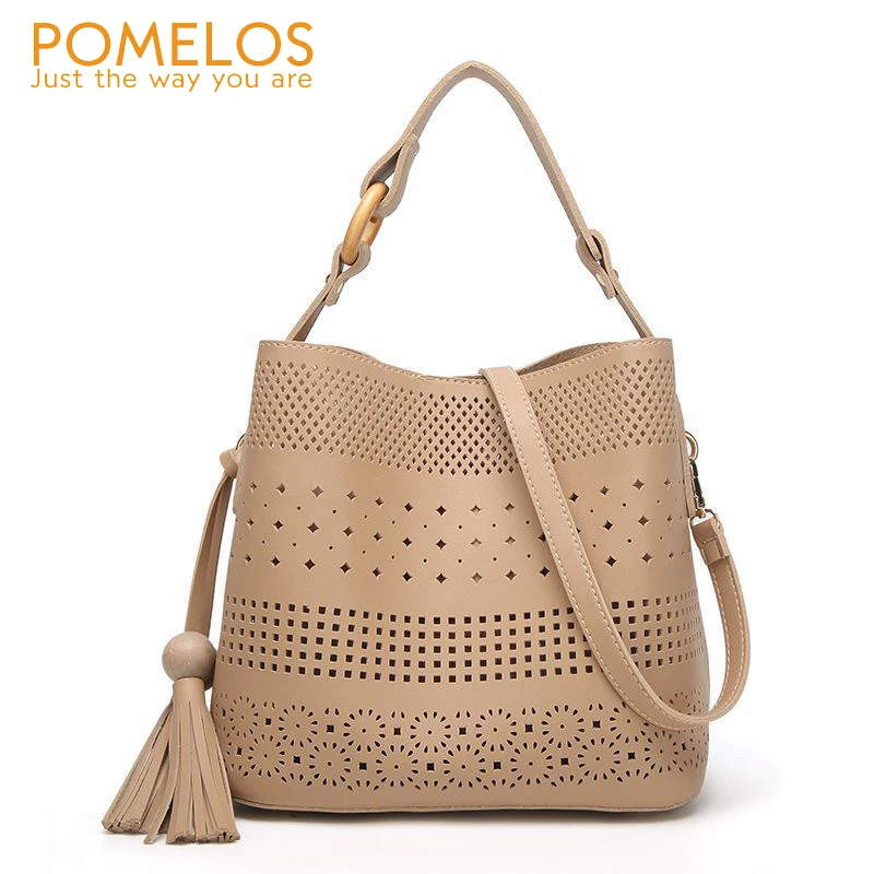 

POMELOS Fashion Women Leather Handbags Luxury Ladies Bucket Bag Handbag Set Female Shoulder Crossbody Bag Women Composite Bag