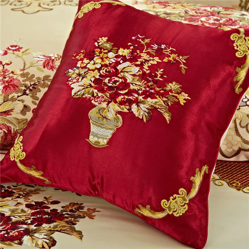 Best New 4/6/9Pcs Luxury wedding Bedding set Stain Jacquard Cotton Double King Queen size Bedspread set Duvet cover  Pillowcases 8