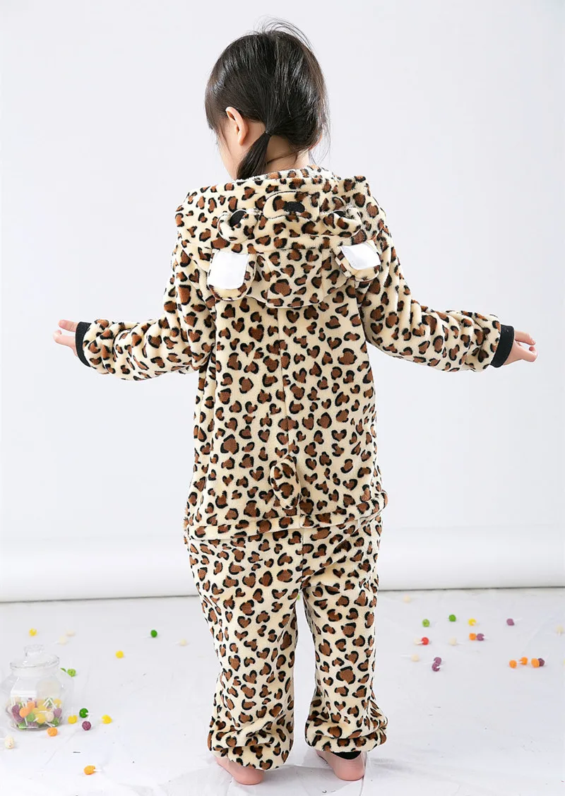 Children Cartoon Kigurumi Leopard Bear Kids Onesies Pajamas Cosplay Costume Clothing For Halloween Carnival New Year Party cosplay costumes children pajamas kigurumi pajamas