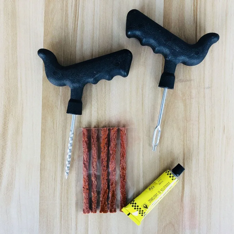 8 Pcs Large Car Emergency Tire Repair Kit Tubeless Tire Tyre Puncture Plug Repair Tools Kits Bicycle Rubber Cement For Auto New