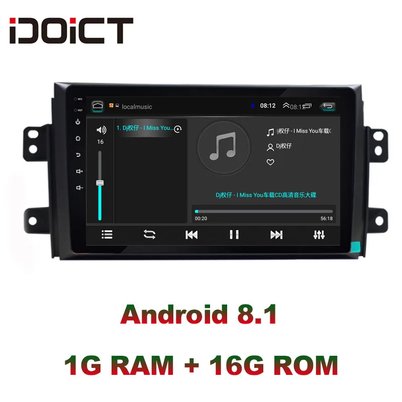 Top IDOICT  Android 8.1 Car DVD Player GPS Navigation Multimedia For Suzuki SX4 radio 2007-2013 car stereo wifi bluetooth 4