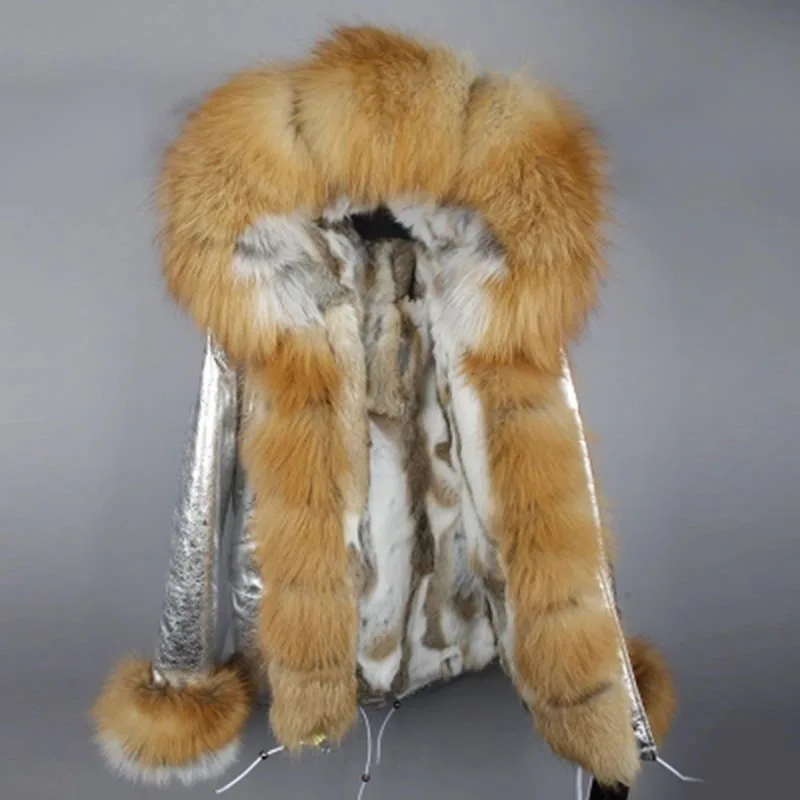 

wholesale 2019 new fashion winter jacket women natural fox fur parkas real fox fur coat rabbit fur liner warm thick hooded cuffs