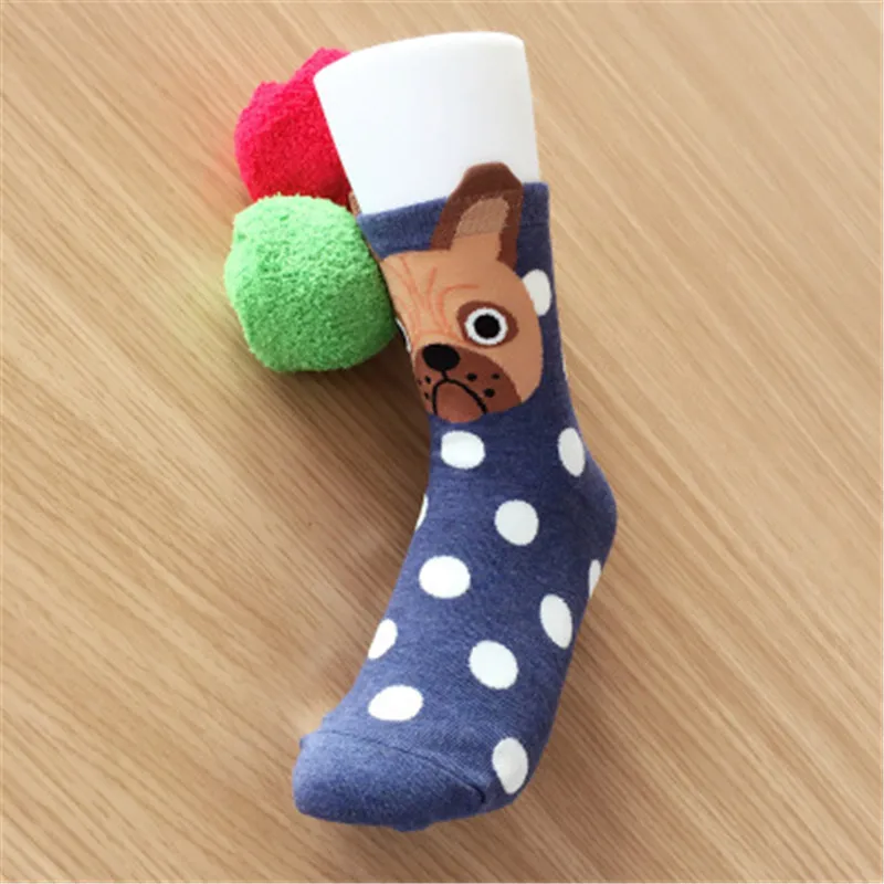 Harajuku/женские носки для взрослых с собаками из мультфильмов; сезон осень-зима; Meias; новые рождественские подарки - Цвет: Navy