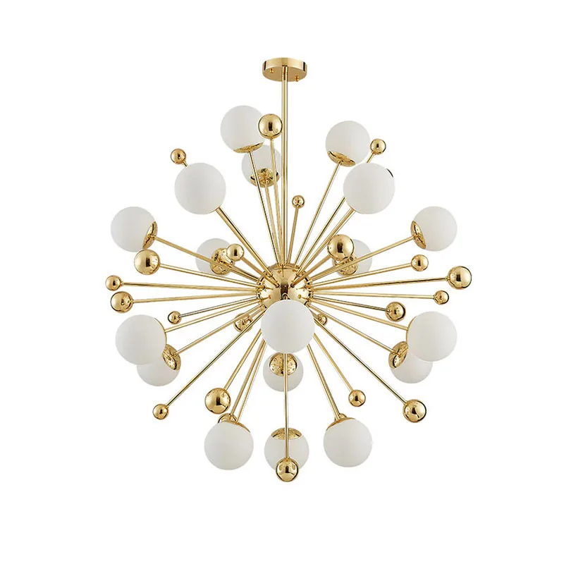 Post Modern Hanging White Ball Pendant Lights Gold Decorative Drop