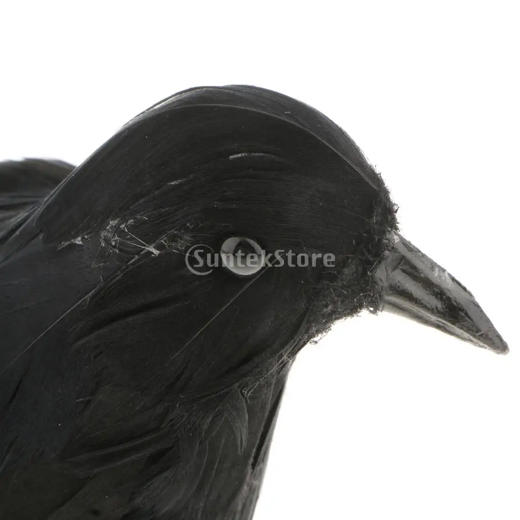 MagiDeal Black Feathered Simuloation Fake Crows Birds Ravens PhotoProps Halloween Tree Decorations