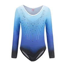 Новая Спортивная Одежда для танцев рисунком Боди с градиентом с длинными рукавами балетная одежда для гимнастики упражнения одежды Одежда для танцев