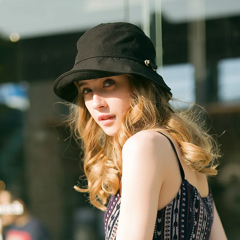 

Solid Color Summer Sun Visor Bucket Hat All Match Women Fisherman Hat Casual Pink Outdoor Hat