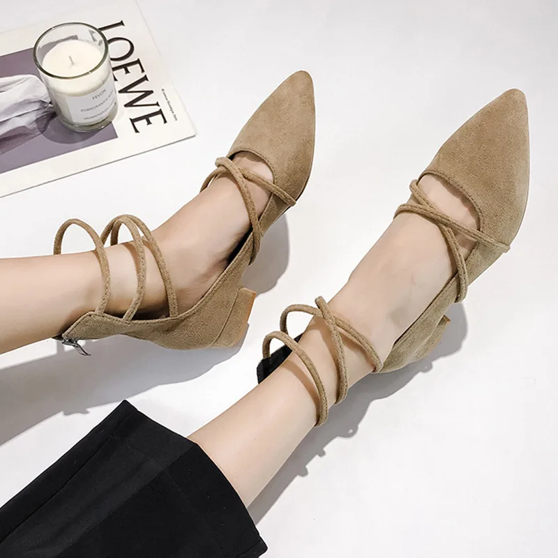 

Gladiator Women Shoes Low Heels Sexy Black Shoes Cross-tied Party Shoes Ankle Strap Pumps Ladies Shoes Woman Zapatos Mujer N7031