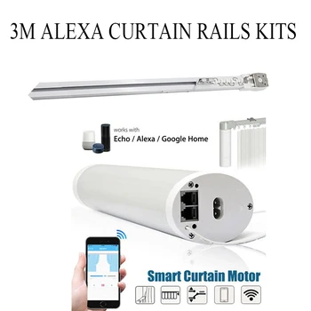 

TUYA wifi smart Electric Curtain Motor app smartlife work with echo/google/alex+3M Window Curtain Rail Track Smart Home System