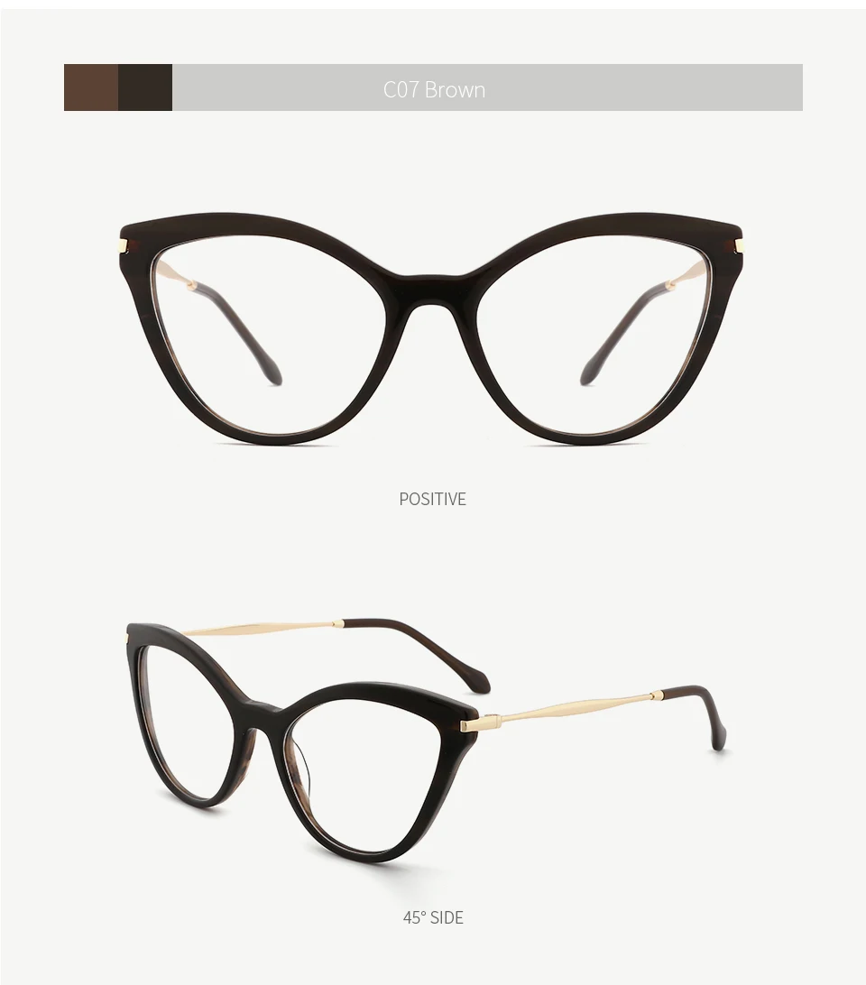 Ацетатные женские оправы Ретро-стиль прозрачные оправы кошачьего глаза темные коричневые оправы Прозрачные оптические очки#9010