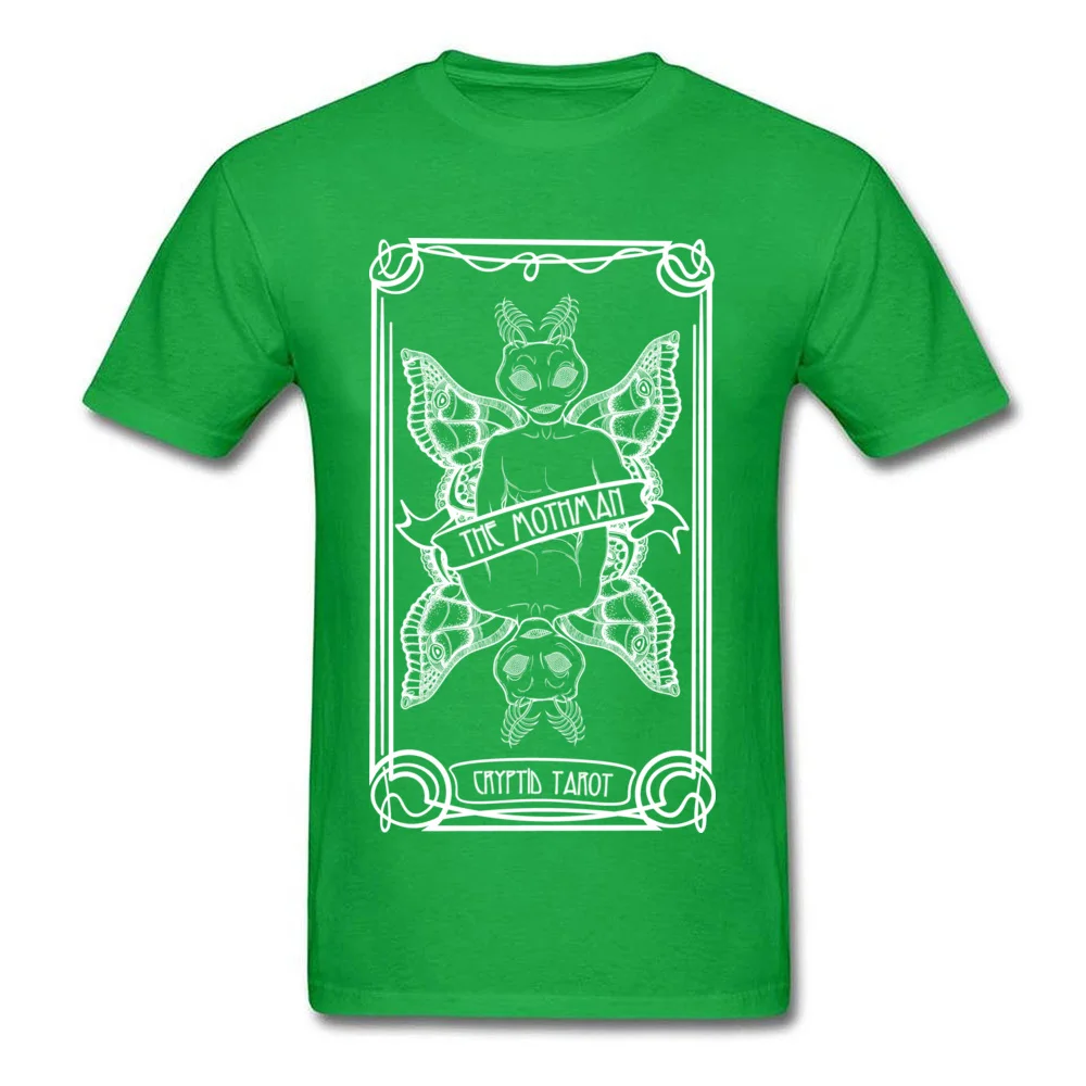 Hot Sale Men Tops & Tees Cryptid Tarot Series The Mothman Top T-shirts 100% Cotton Round Neck Short Sleeve Tee-Shirts Printed On Cryptid Tarot Series The Mothman green