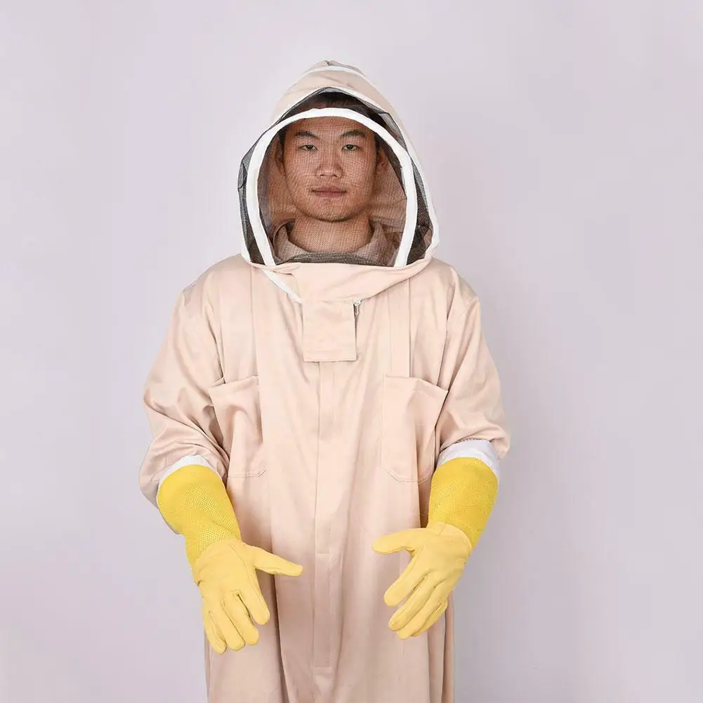 Желтый пчеловод защитные рукава предотвращают перчатки вентилируемые профессиональные анти Пчеловодство для пчеловода пчеловод 1 пара
