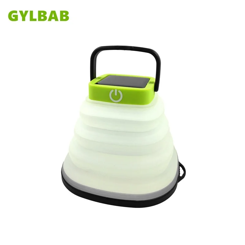 

GYLBAB Portable Camping Light Solar Powered Lantern LED Mini waterproof silica For Tent Lamp Solar USB input Collapsible outdoor