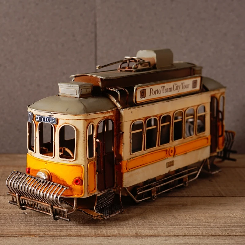 Винтажная фигурка трамвая в стиле ретро, фигурка трамвая, модель автобуса, статуя трамвая, украшение для дома, коллекция подарков, хобби
