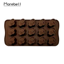 

Marebell Silicone Chocolate Mold Non-stick Double Love Heart Shaped DIY Chocolate Jelly Pudding Mold Bakeware Baking Tools