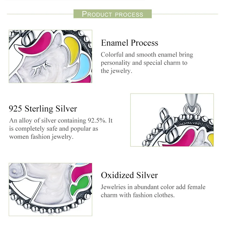 BAMOER трендовые 925 пробы серебряные подвески с памятью красочные ожерелья покрытые эмалью женские серебряные ожерелья ювелирные изделия подарок SCN266
