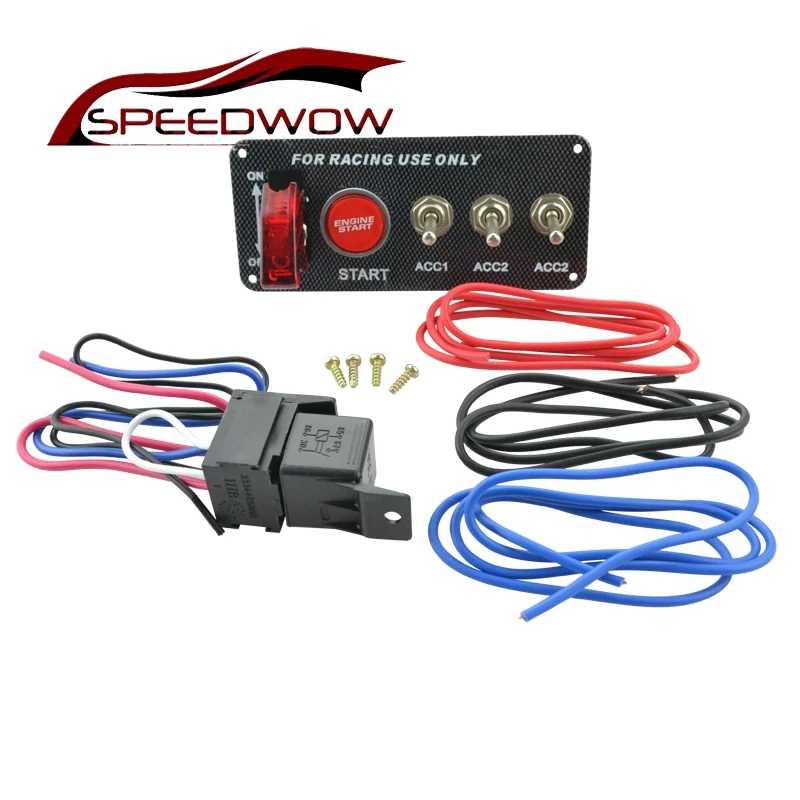 

SPEEDWOW Auto Racing DC 12V Toggle Ignition Switch Panel Engine Start Push Button For Benz Ignition Switch Panel Engine Start