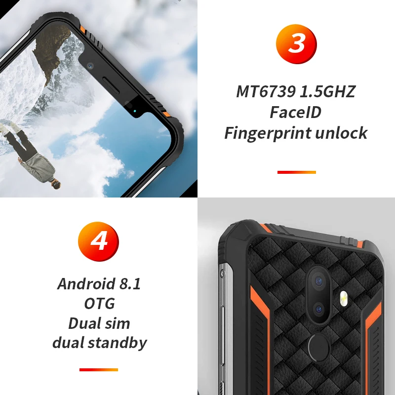Зоджи Z33 IP68 Водонепроницаемый смартфон 5 85 &quot19:9 у Нотча мобильного телефона Android 8