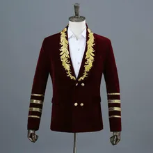 Корейская версия вельвета вышитые мужской костюм трехмерный военный платье Хост певица рубашка для ночного клуба photo studio pho