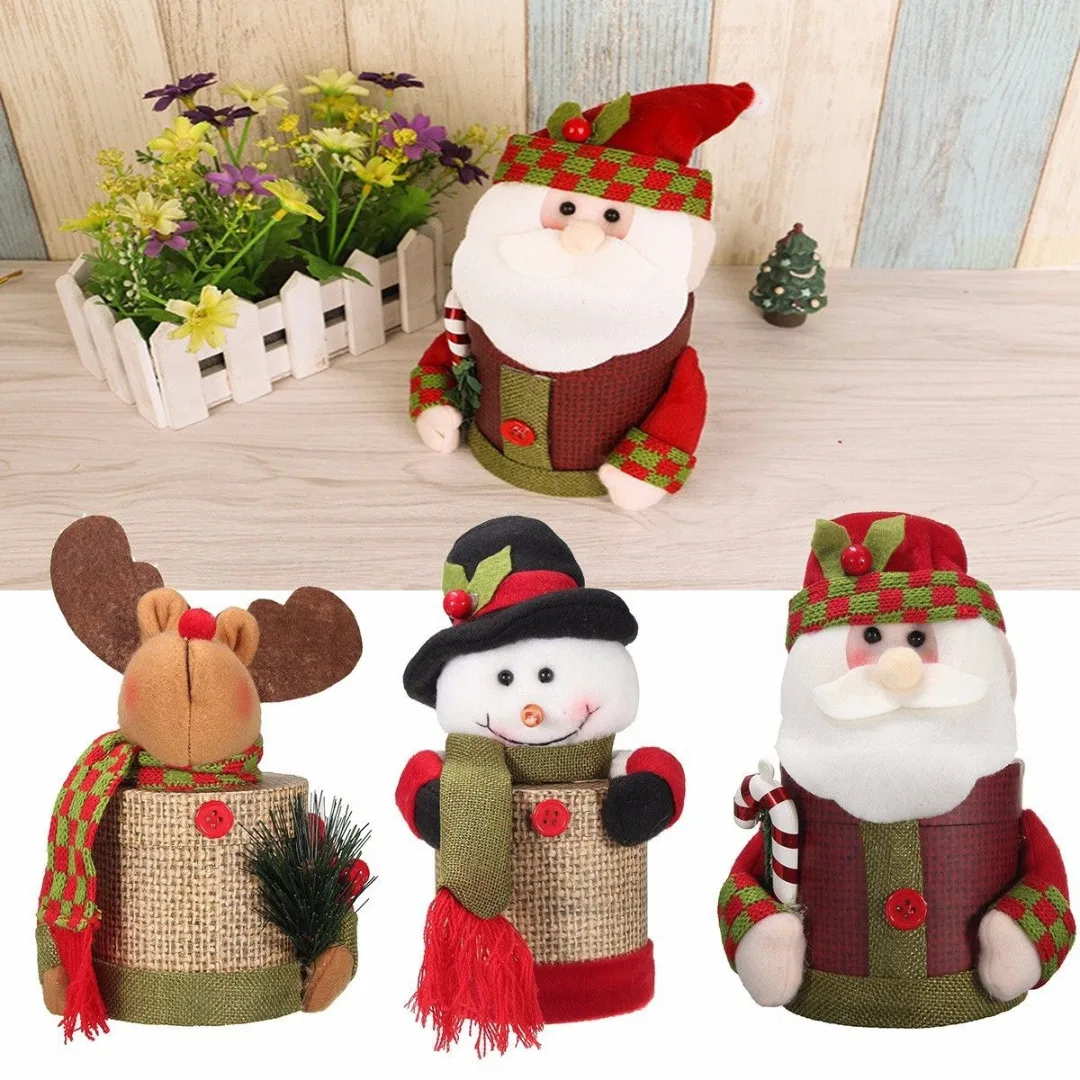 JX-LCLYL Christmas Santa Claus Snowman Elk Doll Candy Container Gift Box Storage Decor