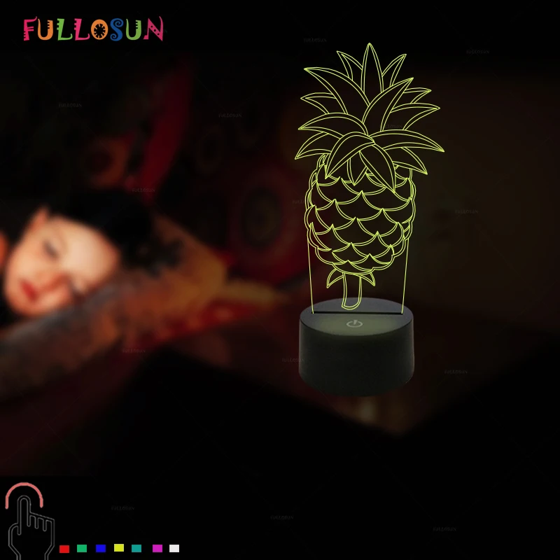 FULLOSUN креативная 3D иллюзия визуальная настольная лампа ананас светодиодная