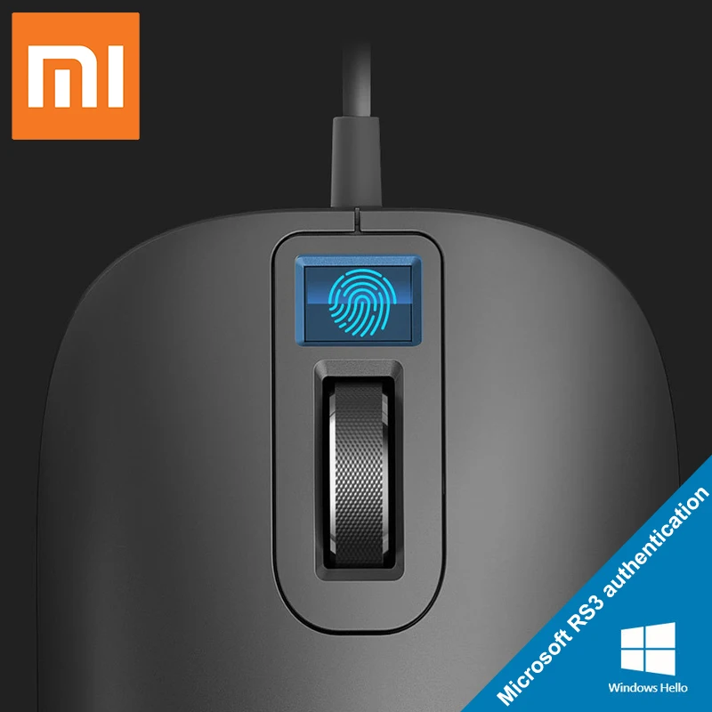 Xiaomi New Fingerprint identification Mouse USB interface for Windows10,8.1 Laptop Surface Desktop computer office Wired mouse