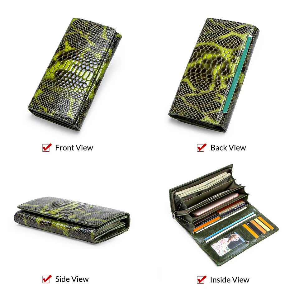 Pаспродажа Модный Змеиный дизайн, Женский кошелек для монет, длинный женский кошелек из натуральной кожи, кошельки для телефона для девушек, держатель ...