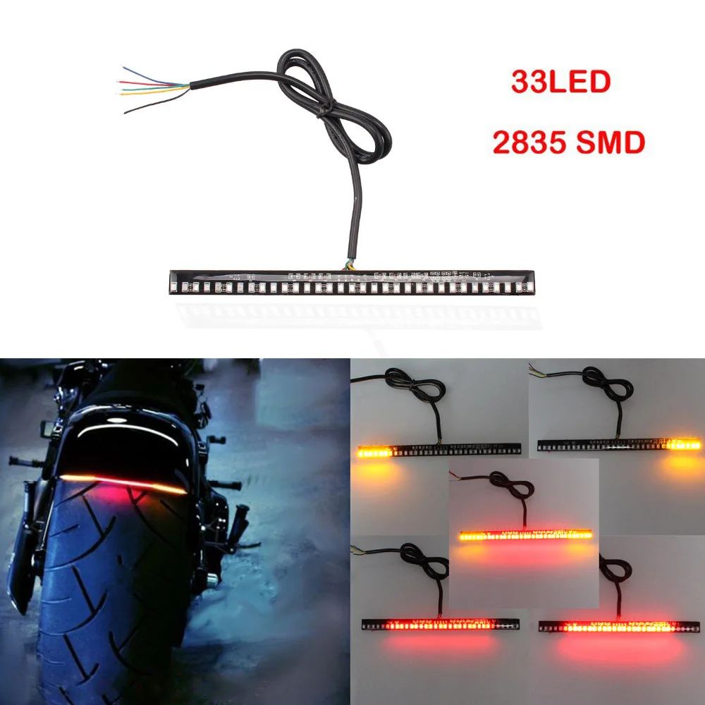 

Turn Tail Brake Universal Motorcycle Light Strip Stop Signal 33LED Integrated LED Light Strip For HONDA Suzuki Kawasaki Harley