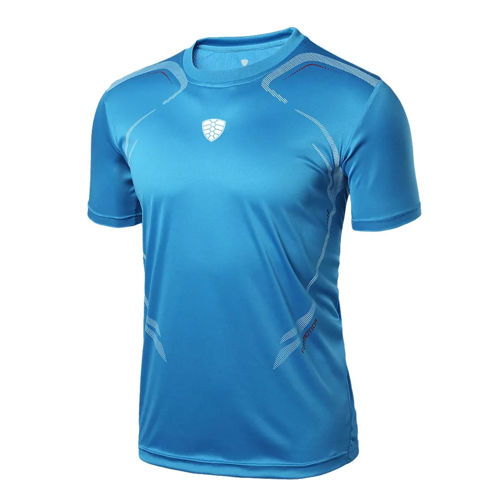 Летняя стильная Высококачественная Футболка мужская брендовая футболка Camisas для спортзала быстросохнущие облегающие футболки мужская одежда Camisetas футбольные майки 3XL - Цвет: FN04 Blue